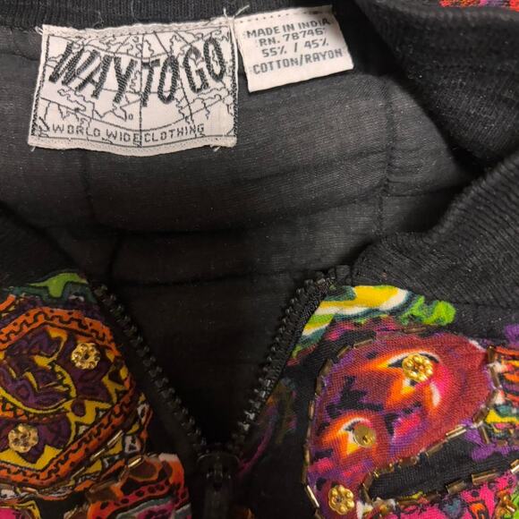 Multi coloured paisley print beaded bomber jacket - Picture 5 of 5